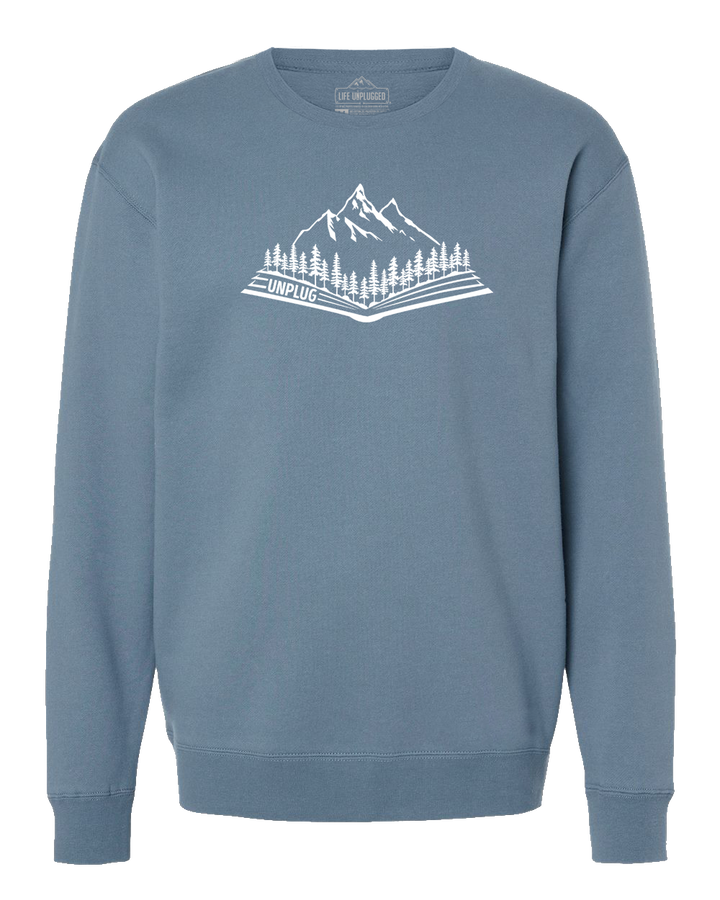 Open Book Mountain Scene Heavyweight Crewneck Sweatshirt