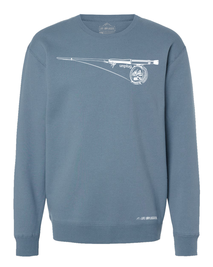 Fly Fishing Mountain Scene Heavyweight Crewneck Sweatshirt