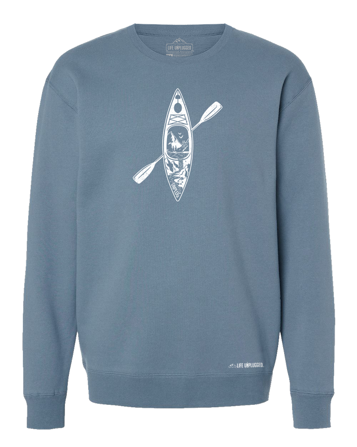 Kayak Mountain Scene Heavyweight Crewneck Sweatshirt