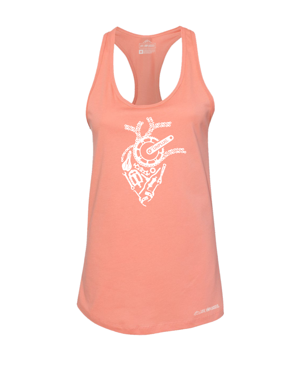 Anatomical Heart (Bicycle Parts) Premium Women's Relaxed Fit Racerback Tank Top - Life Unplugged