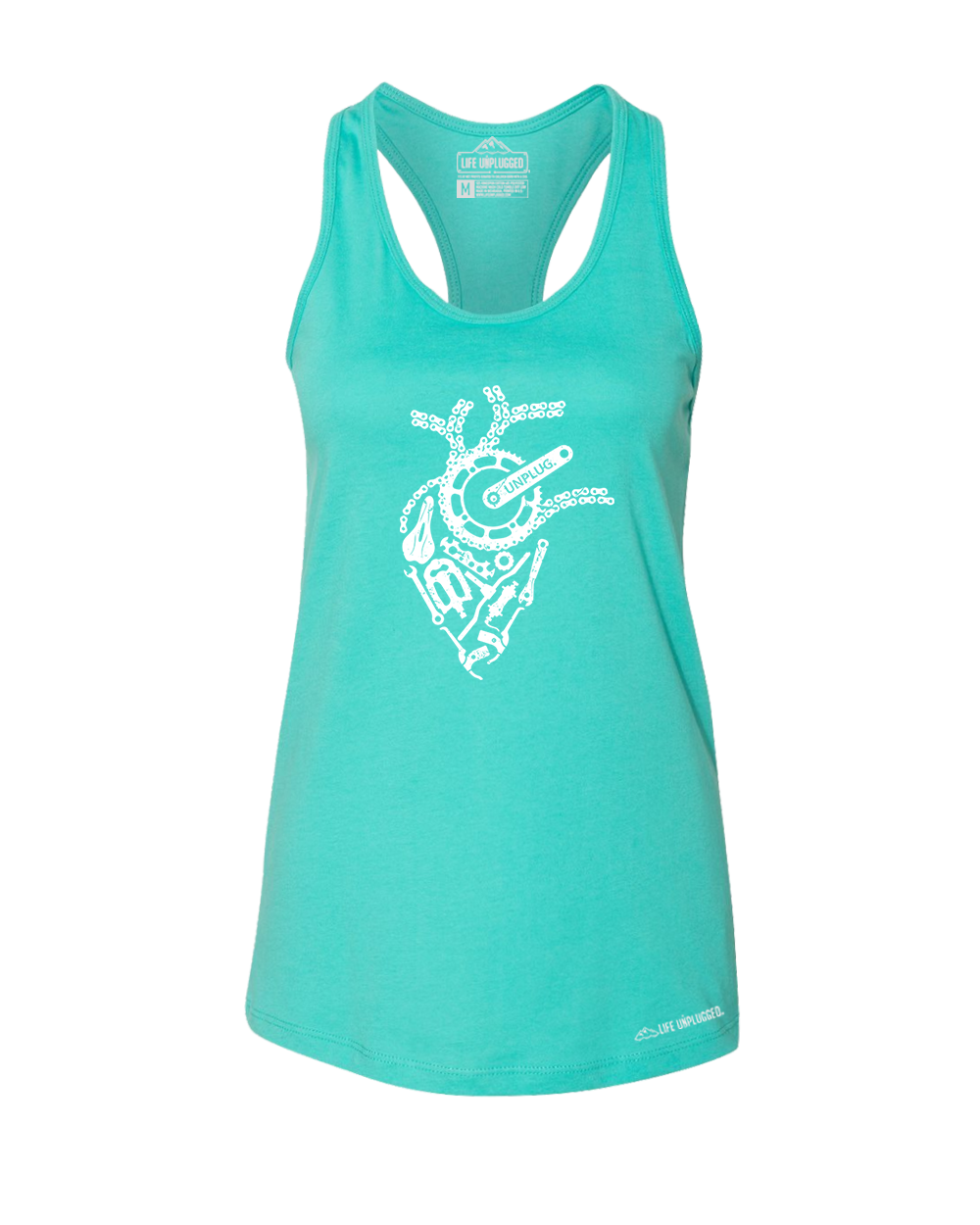 Anatomical Heart (Bicycle Parts) Premium Women's Relaxed Fit Racerback Tank Top - Life Unplugged