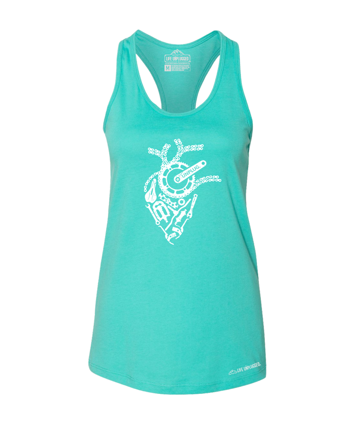 Anatomical Heart (Bicycle Parts) Premium Women's Relaxed Fit Racerback Tank Top - Life Unplugged