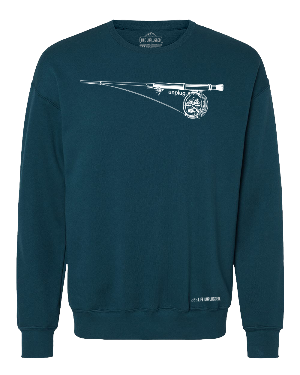 Fly Fishing Reel Mountain Scene Midweight Super Soft Crewneck Sweatshirt