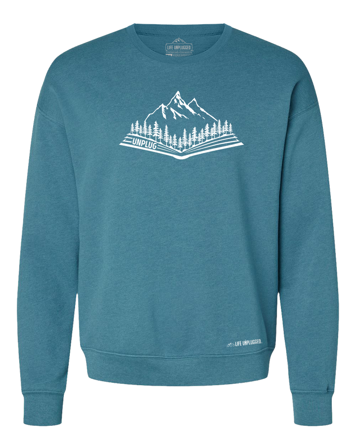 Open Book Mountain Scene Midweight Super Soft Crewneck Sweatshirt