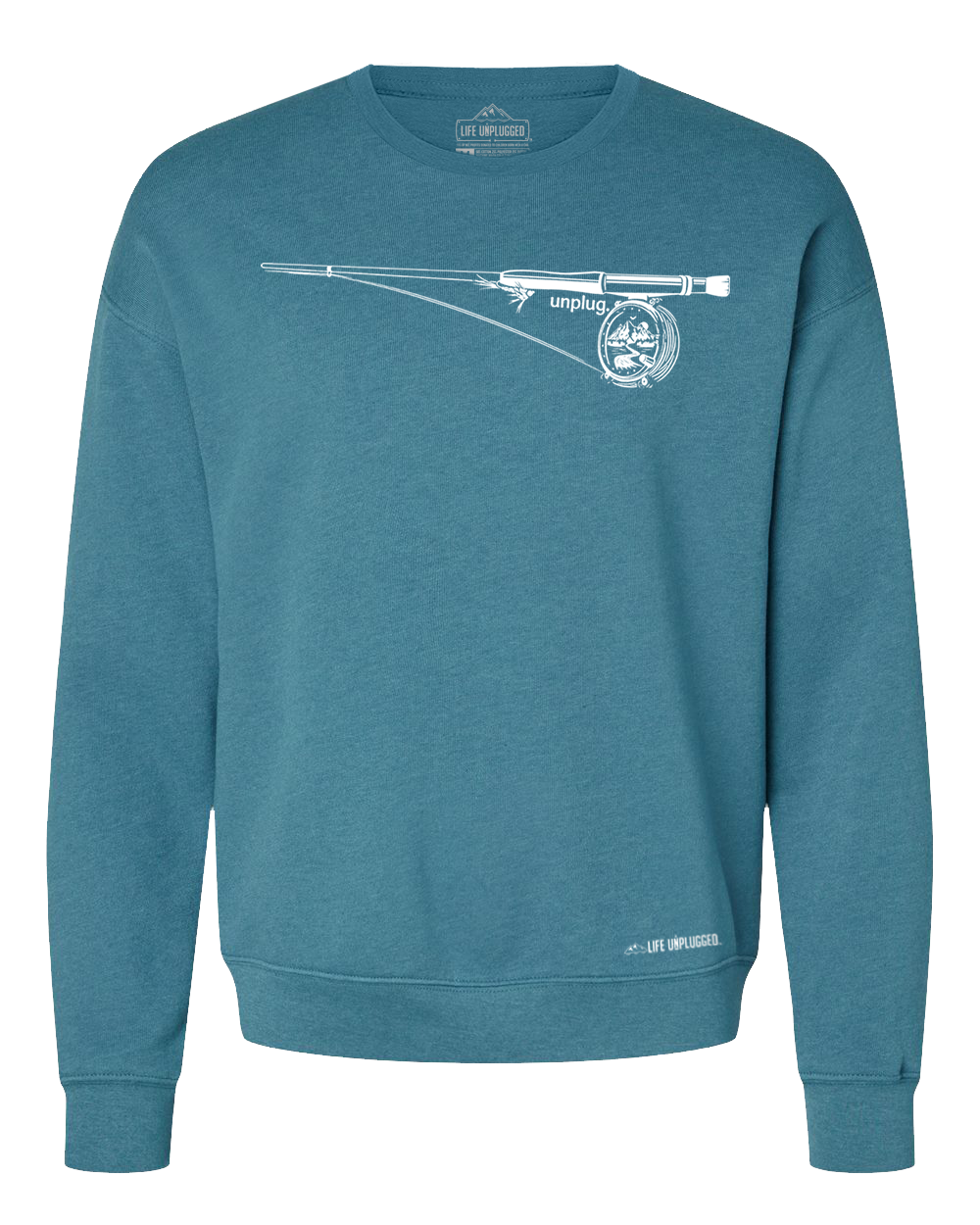 Fly Fishing Reel Mountain Scene Midweight Super Soft Crewneck Sweatshirt