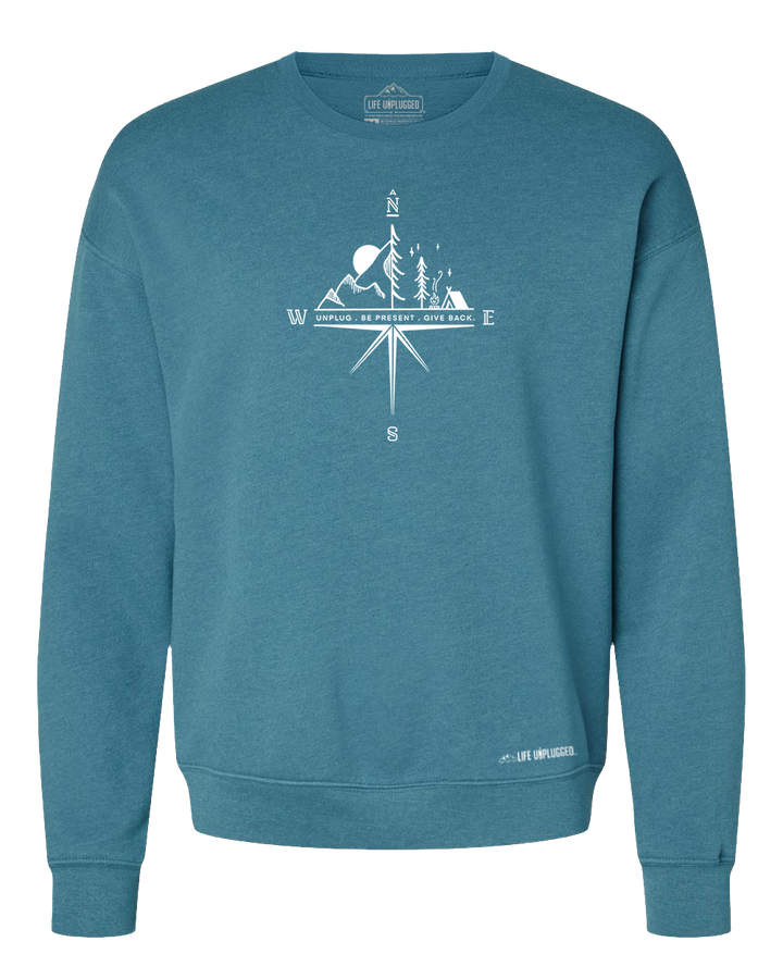 Compass Mountain Scene Midweight Super Soft Crewneck Sweatshirt