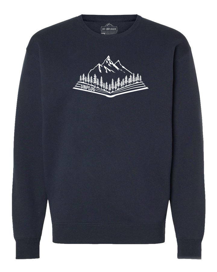 Open Book Mountain Scene Heavyweight Crewneck Sweatshirt