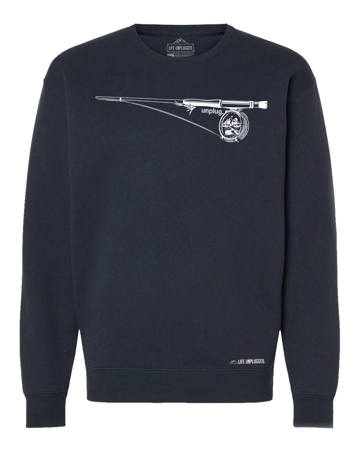 Fly Fishing Mountain Scene Heavyweight Crewneck Sweatshirt