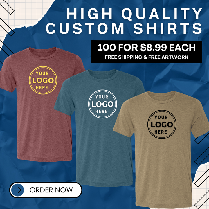 High Quality Custom T-Shirt Bundle (100 for $899)